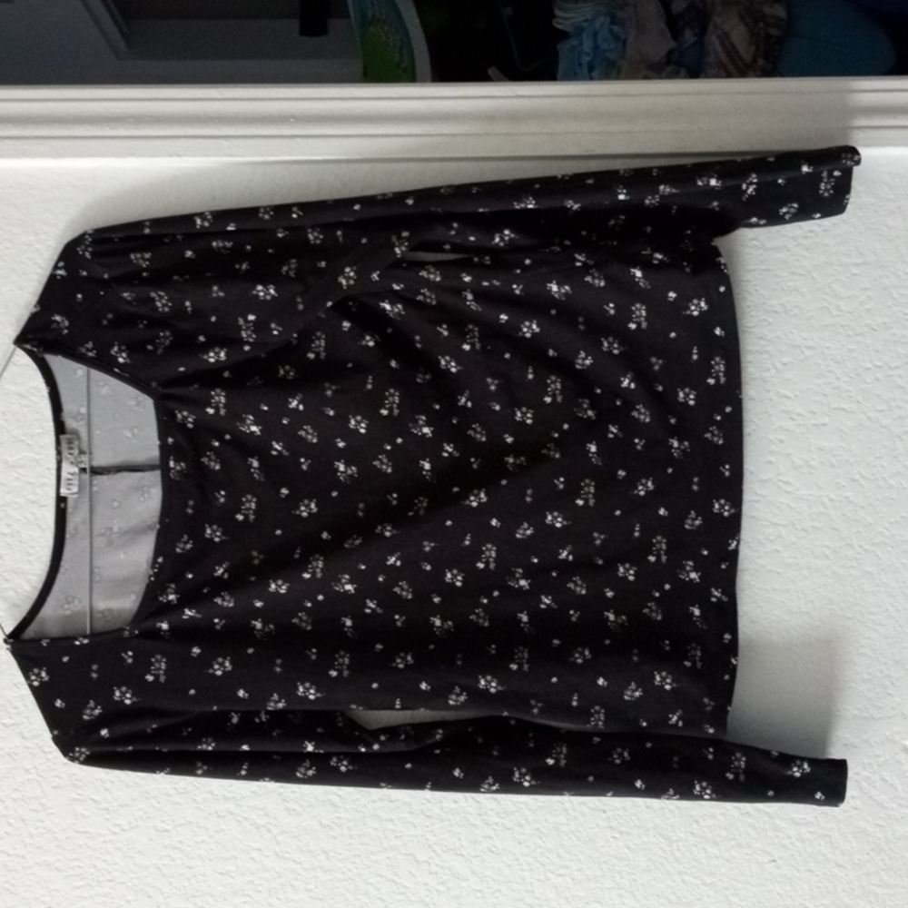 Fitz and Eddi black floral square neck fitted top.